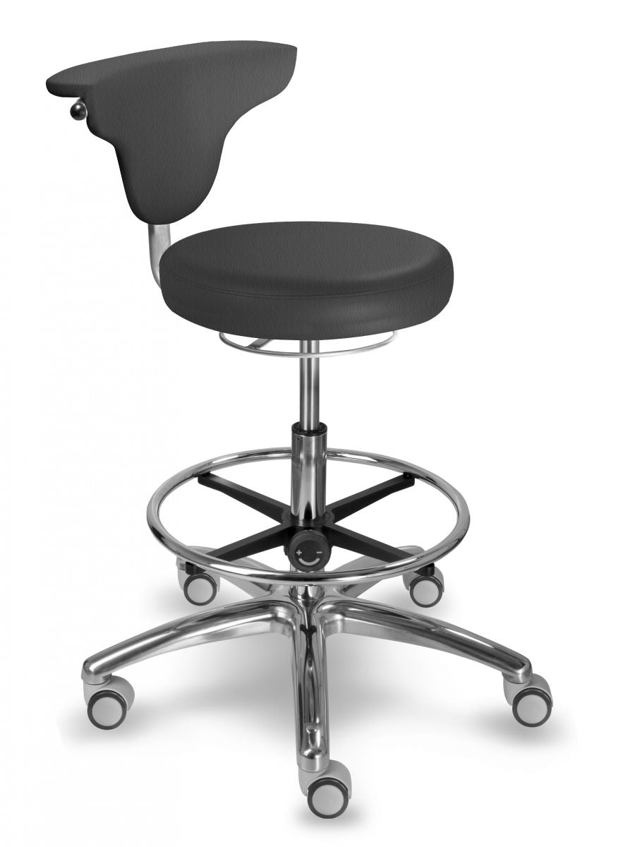 Mayer taboret medyczny wysoki z oparciem obrotowym 360 °C Silvertex antracytowy