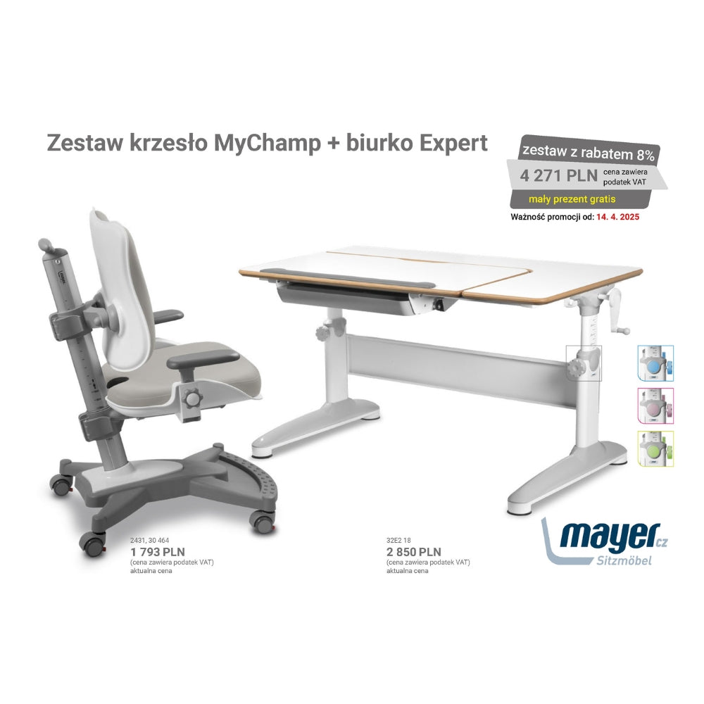 Mayer Zestaw krzesło MyChamp szare + biurko Expert