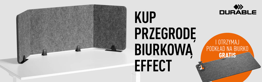 Durable Przegroda biurkowa Effect 160 plus gratis podkład na biurko Effect 700x330
