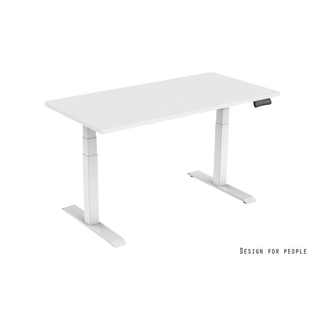 UNIQUE Biurko elektryczne z blatem 140x70 cm GROW Białe