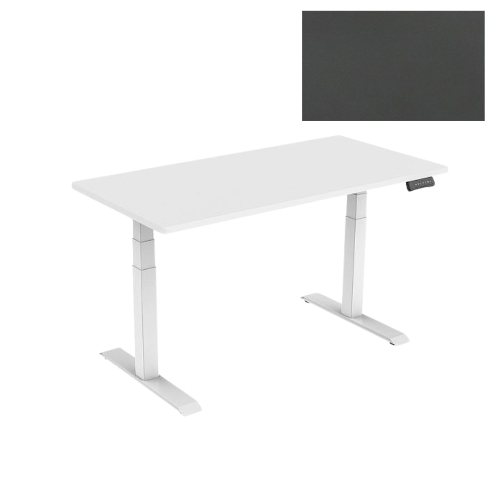 UNIQUE Biurko elektryczne białe z blatem 140x70 cm GROW Antracyt