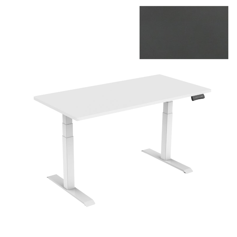 UNIQUE Biurko elektryczne białe z blatem 160x70 cm GROW Antracyt