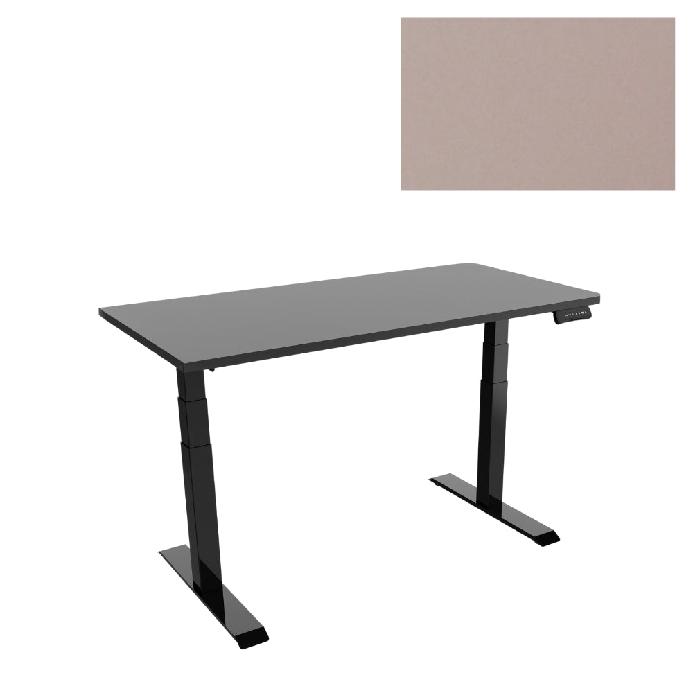 UNIQUE Biurko elektryczne czarne z blatem 140x70 cm GROW Beżowym
