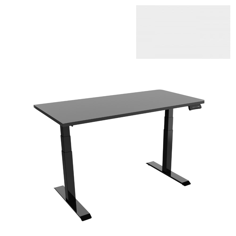 UNIQUE Biurko elektryczne czarne z blatem 160x70 cm GROW Białym