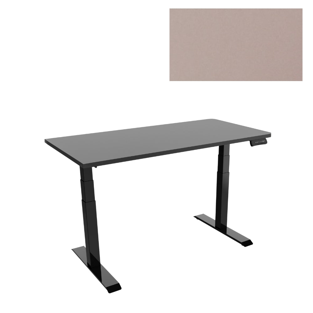 UNIQUE Biurko elektryczne czarne z blatem 160x70 cm GROW Beżowym