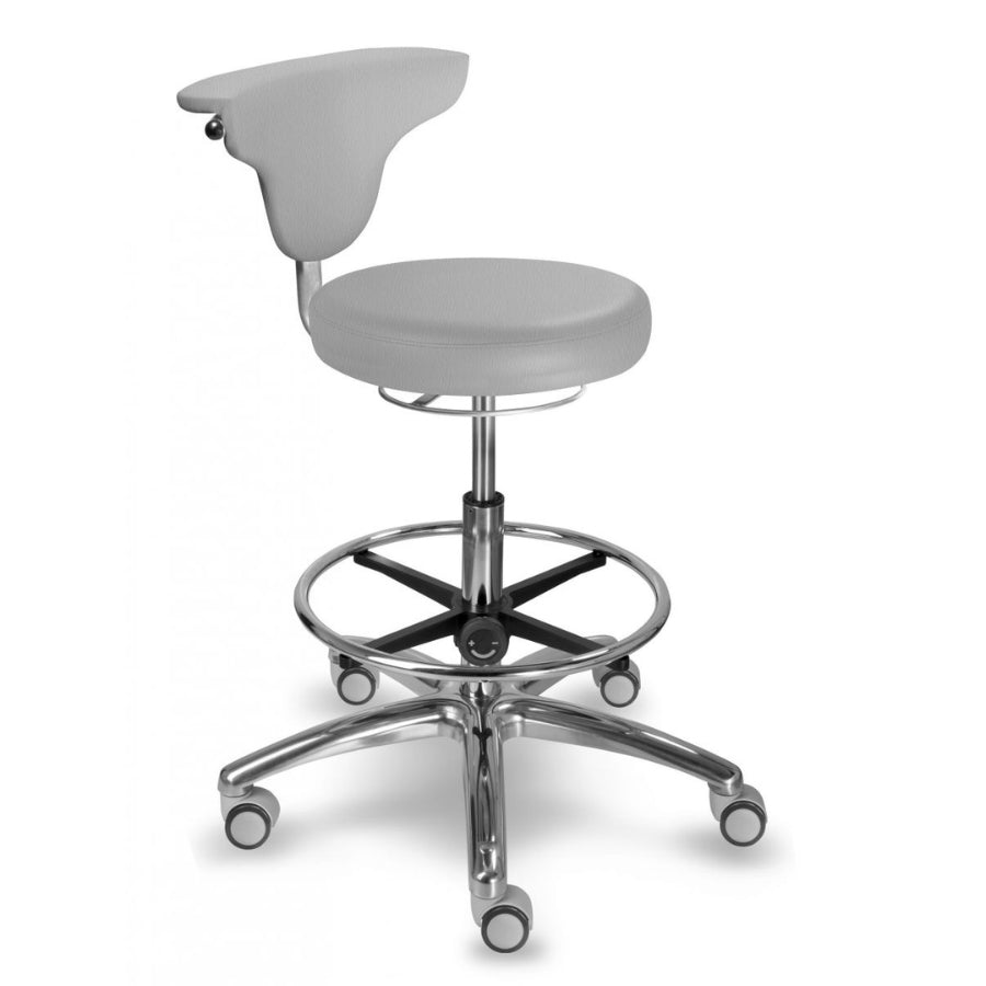 Mayer taboret medyczny wysoki z oparciem obrotowym 360 °C Silvertex szary