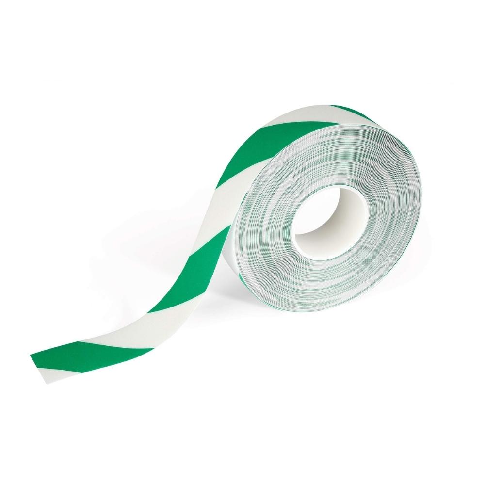 Durable Taśma podłogowa naklejka do znakowania hal i magazynów  zielono/biała 50mm x 30m
