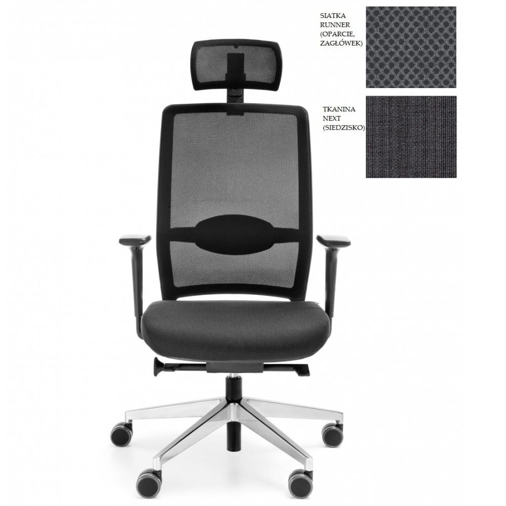 Profim Fotel ergonomiczny Veris Net 111SFL P54PU ciemnoszary/czarny z zagłówkiem
