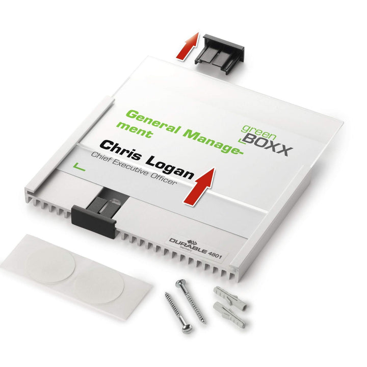 Durable INFO SIGN Tabliczka przydrzwiowa 149x52,5 mm srebrna