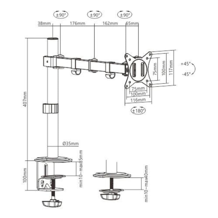 Spacetronik Uchwyt do monitora przegubowy SPA-112