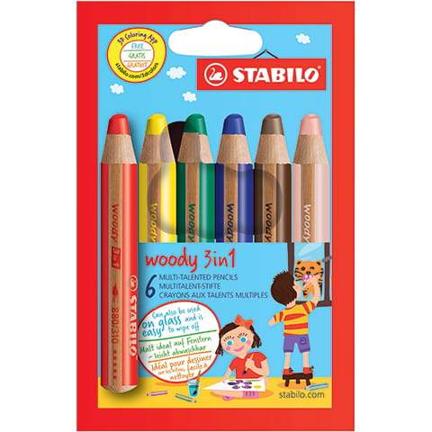 Stabilo Kredki Woody 3w1 6 kolorów