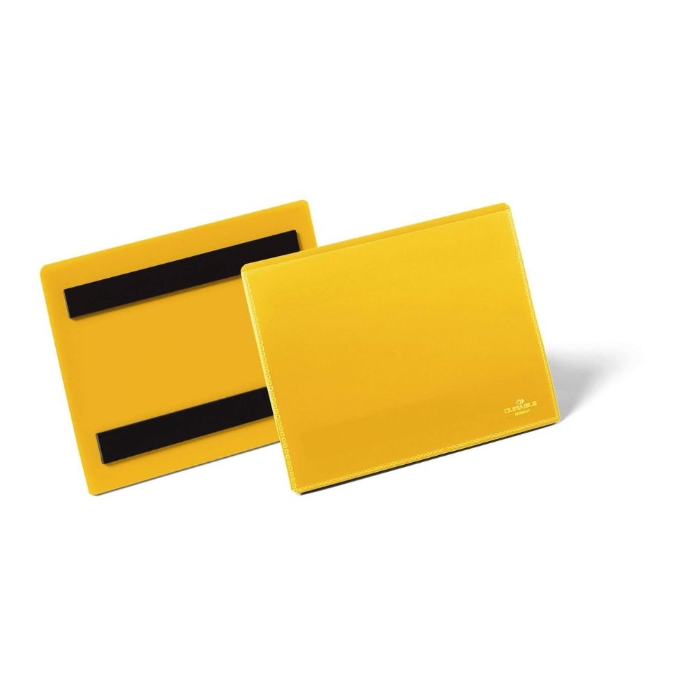 Durable Magnetyczna Kieszeń Magazynowa A6 pozioma żółta 50szt.