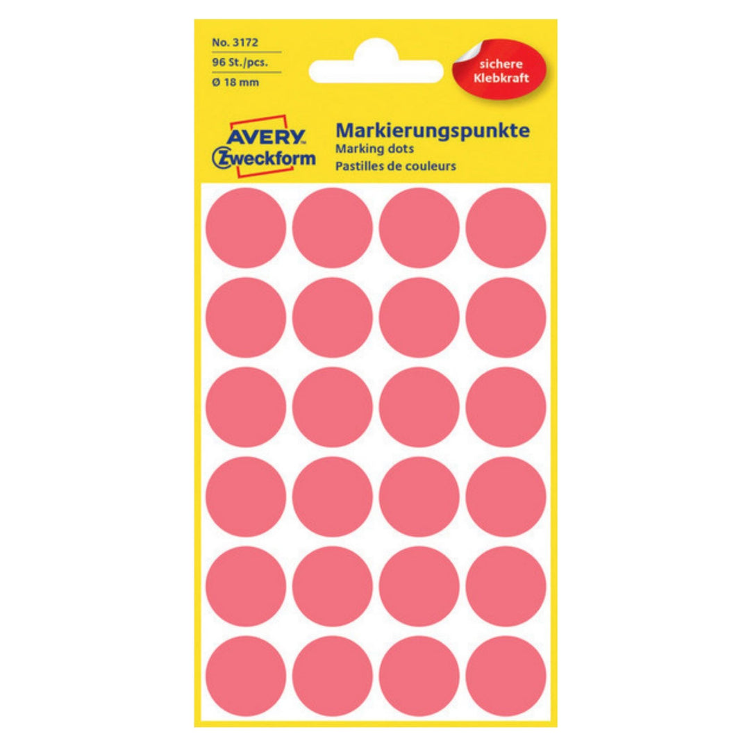 Avery Zweckform Kółka do zaznaczania odblaskowe czerwone 18 mm