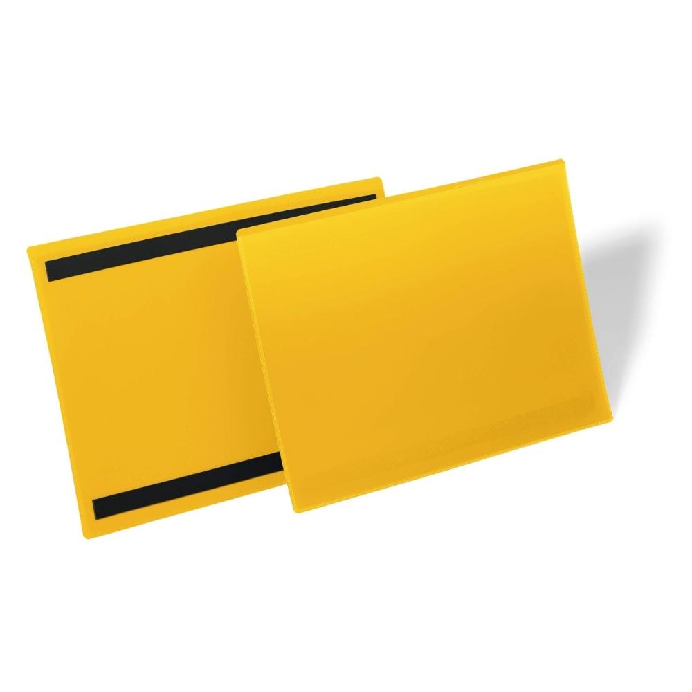 Durable Magnetyczna Kieszeń magazynowa na etykiety A4 pozioma żółta 50szt.