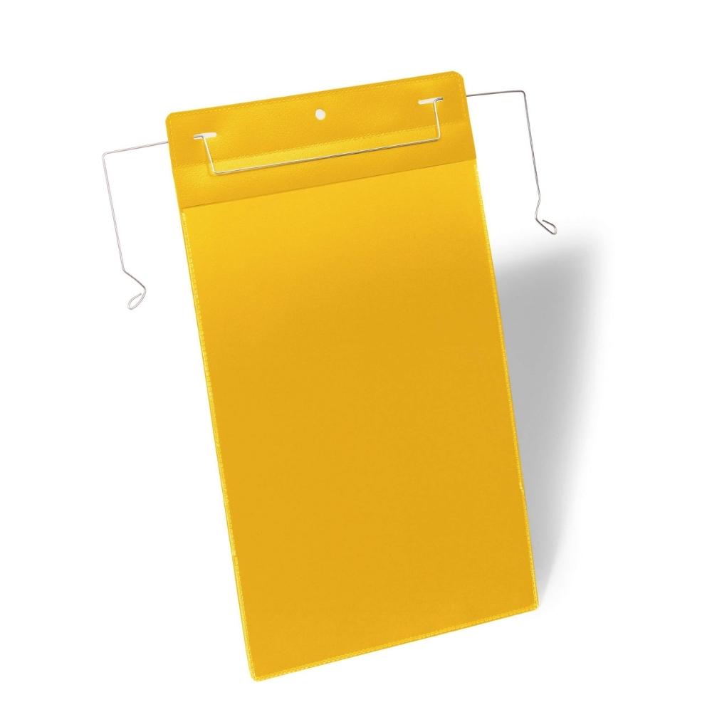 Durable Kieszeń magazynowa z uchwytami z drutu A4 pionowa żółta 50szt.