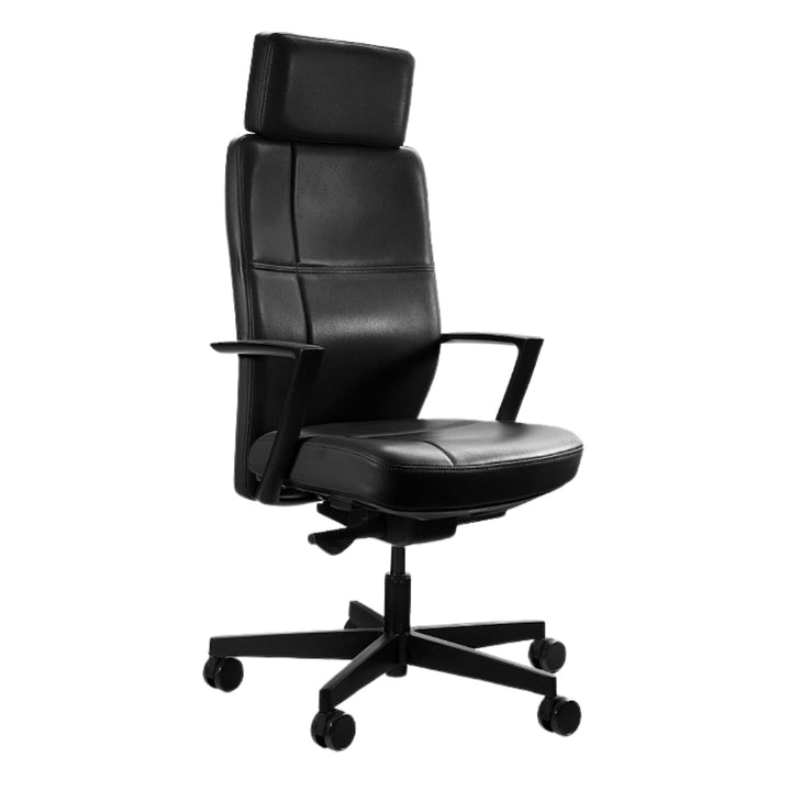 UNIQUE Ergonomiczny fotel biurowy SONOMA Skóra naturalna Czarna