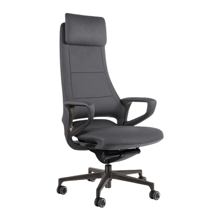 UNIQUE Ergonomiczny fotel biurowy VIRGO Skóra Naturalna Szara