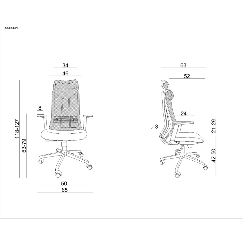 UNIQUE Ergonomiczny fotel biurowy CONCEPT Czarny