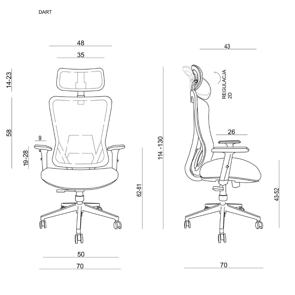 UNIQUE Ergonomiczny fotel biurowy DART Czarny