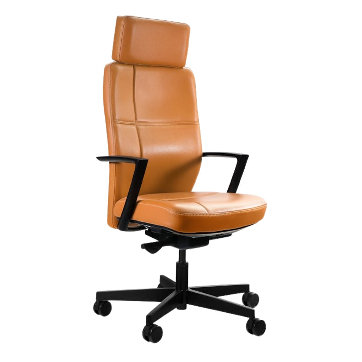 UNIQUE Ergonomiczny fotel biurowy SONOMA Skóra naturalna Brązowa