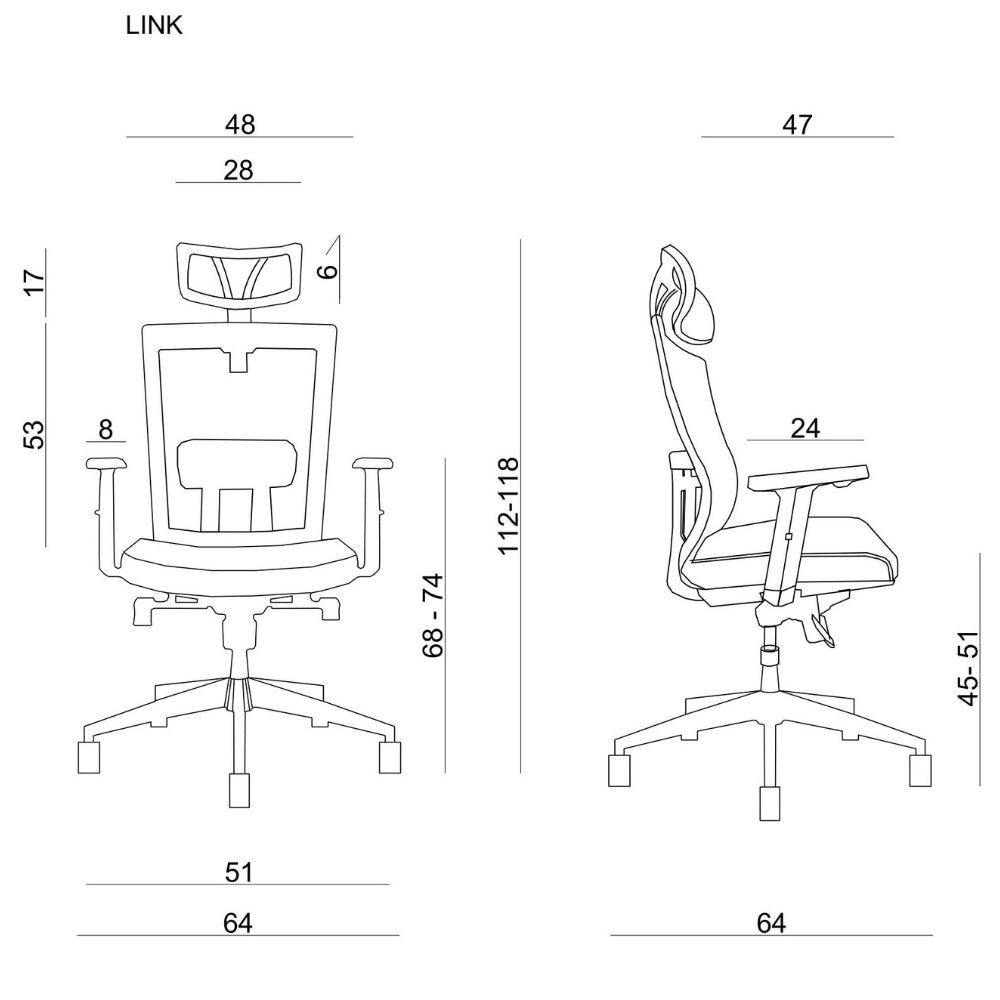 UNIQUE Fotel ergonomiczny LINK czarny