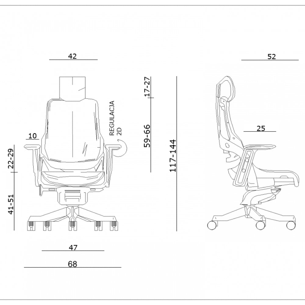 UNIQUE Ergonomiczny fotel biurowy WAU biały stelaż skóra naturalna czarna