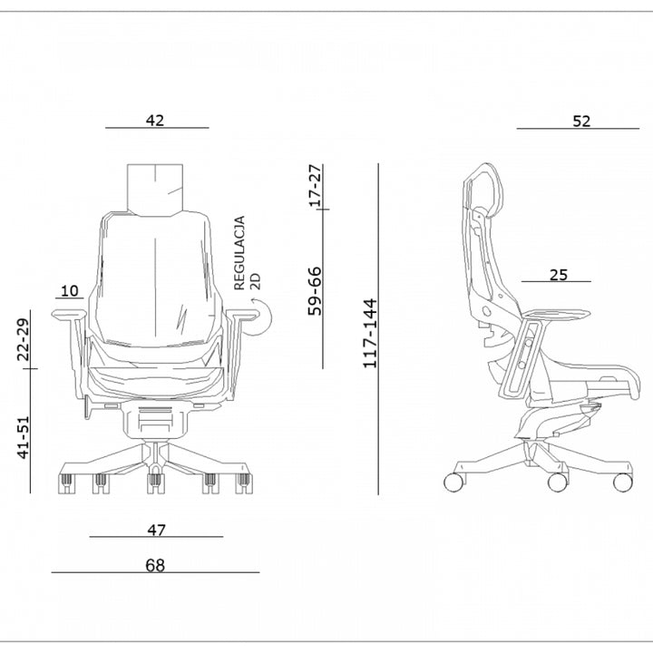 UNIQUE Ergonomiczny fotel biurowy WAU czarny stelaż skóra naturalna brązowa