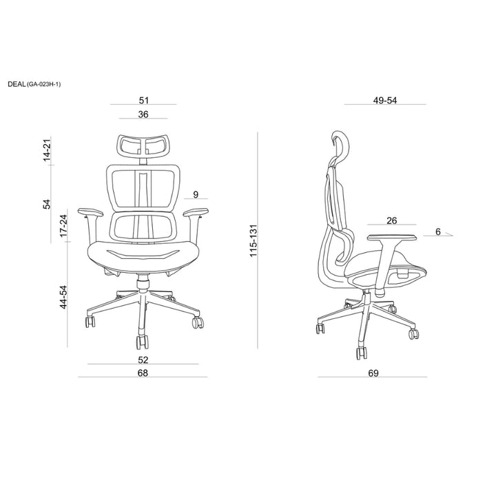 UNIQUE Ergonomiczny fotel biurowy DEAL siatka/tkanina Czarny