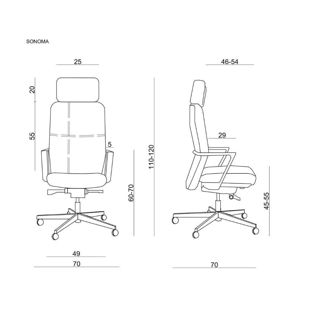 UNIQUE Ergonomiczny fotel biurowy SONOMA Skóra naturalna Brązowa