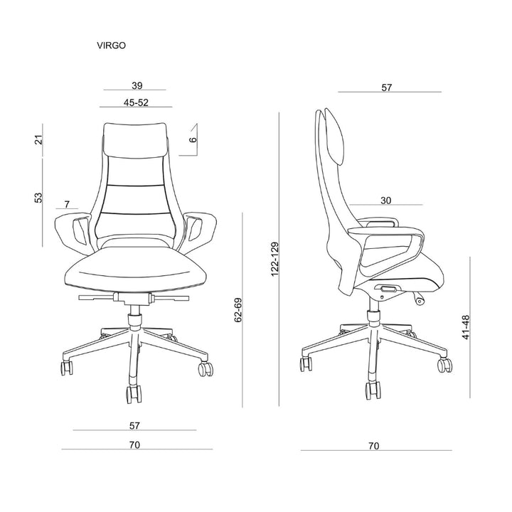 UNIQUE Ergonomiczny fotel biurowy VIRGO Skóra Naturalna Czarna