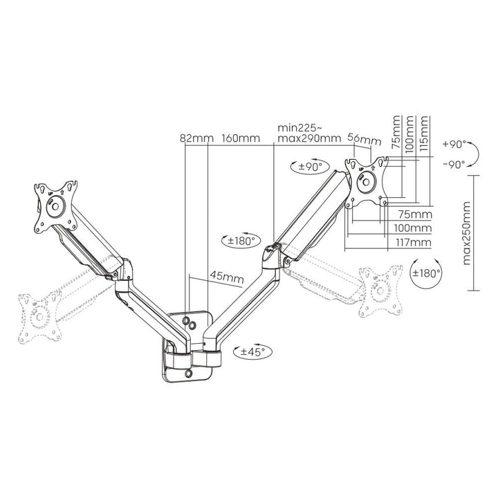 Spacetronik Uchwyt do monitora na 2 monitory SPAWG112