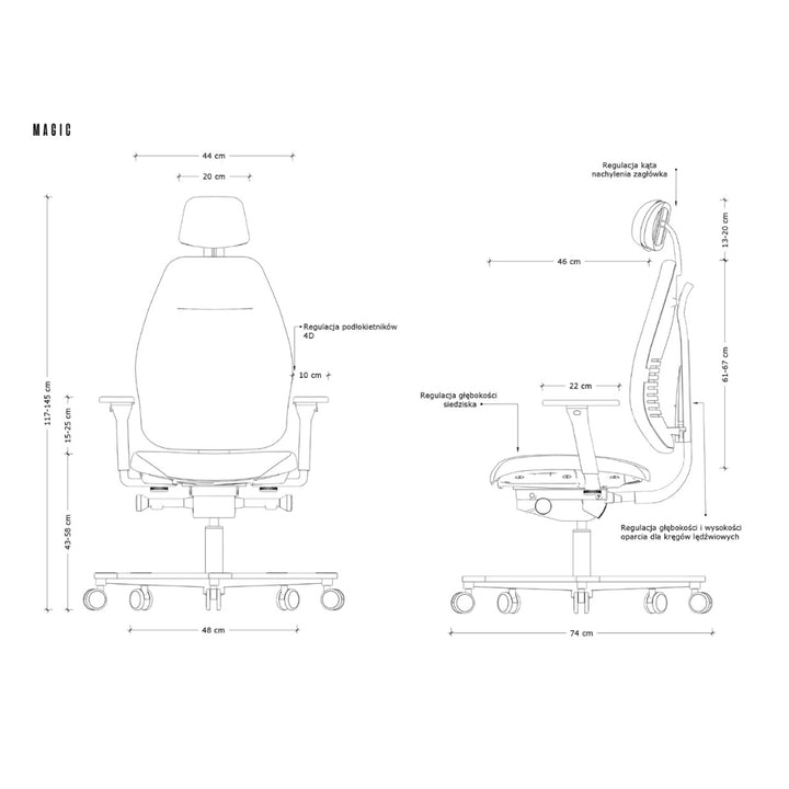 UNIQUE Ergonomiczny fotel biurowy MAGIC