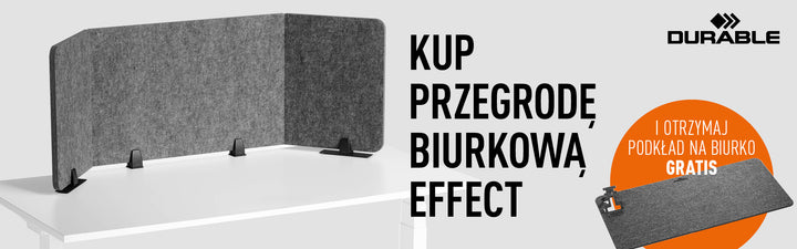 Durable Przegroda biurkowa Effect 120 plus gratis podkład na biurko Effect 700x330