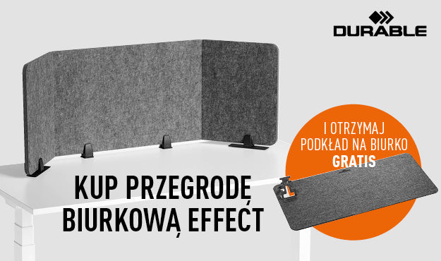 Durable Przegroda biurkowa Effect 120 plus gratis podkład na biurko Effect 700x330