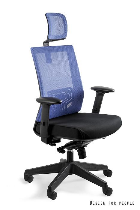 UNIQUE Fotel biurowy NEZ Siatka niebieska/tkanina czarna