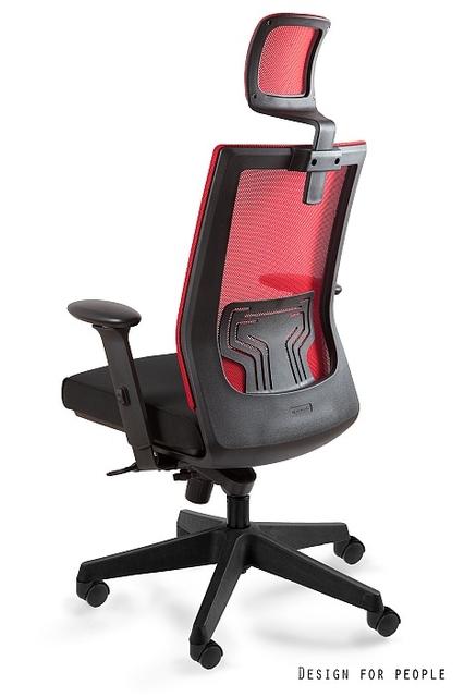 UNIQUE Fotel biurowy NEZ Siatka czerwona/tkanina czarna