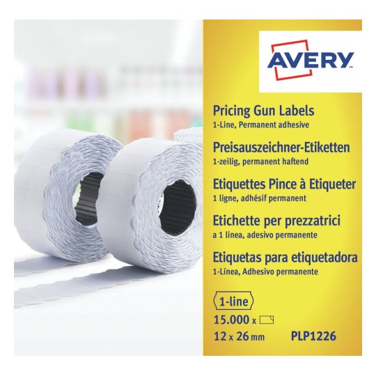 Avery Zweckform Trwałe etykiety cenowe w rolce do metkownic dwurzędowych 12x26 mm