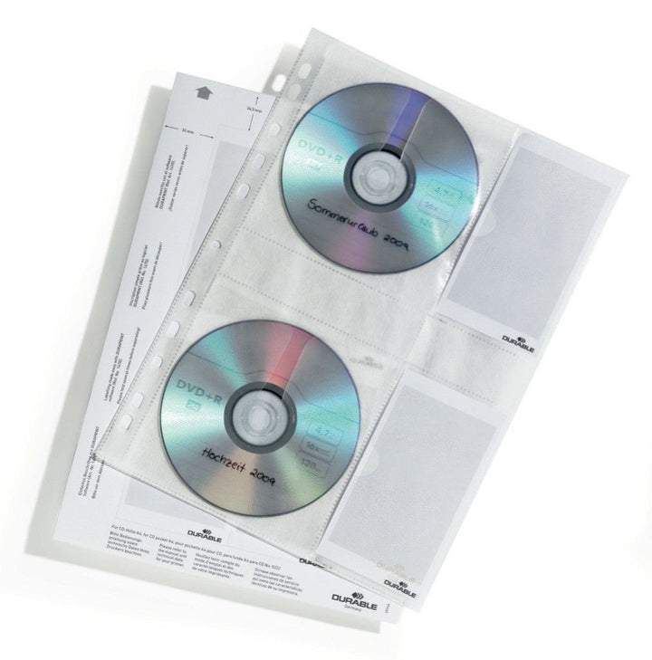 Durable Kieszeń na 4 CD z PP z wyściółką ochronną, do segr. A4 (6785448116401)