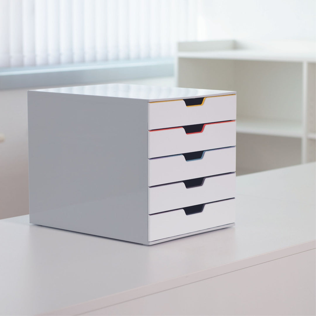 Durable Varicolor Pojemnik na dokumenty z 5 szufladkami szaro-biały