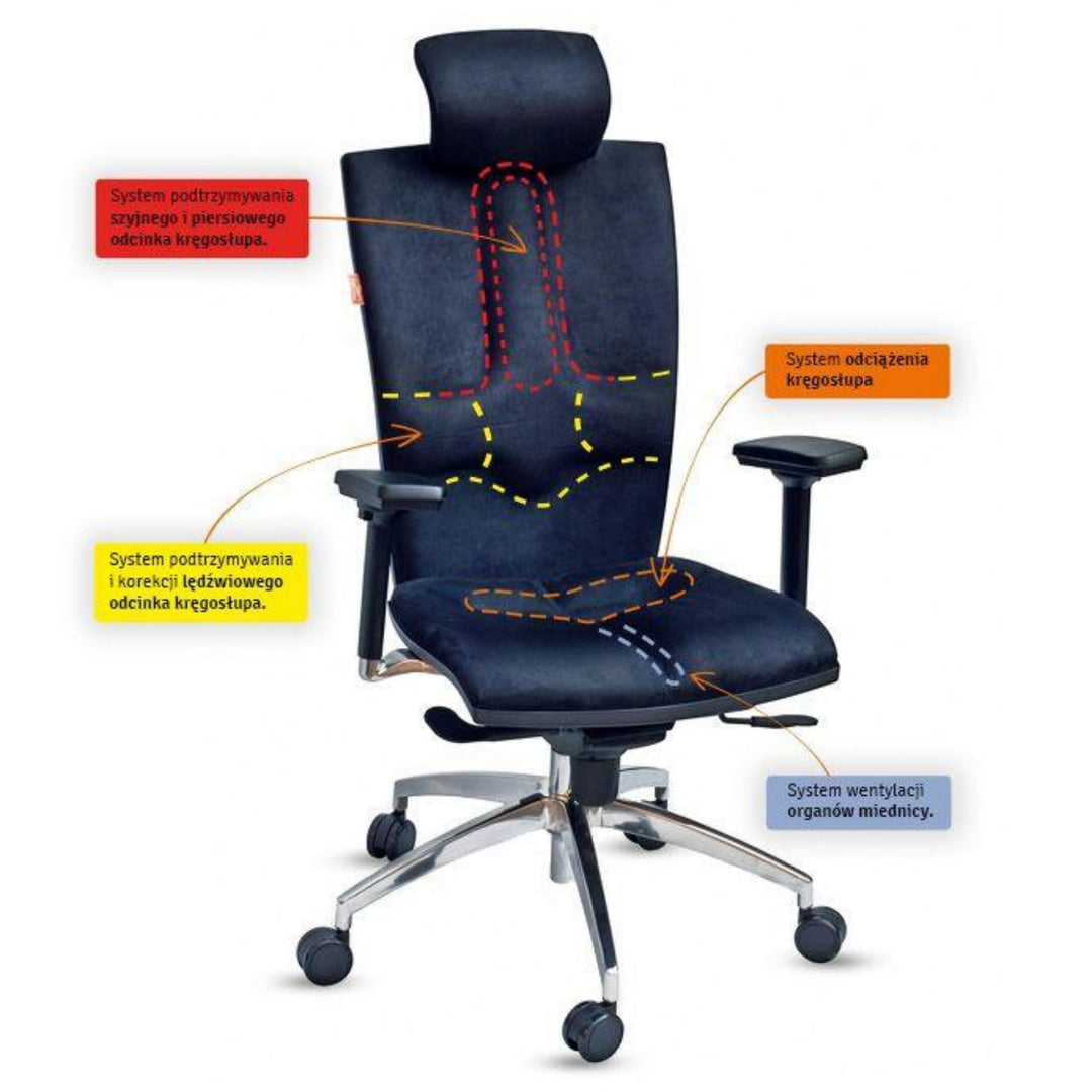 Kulik System Fotel ergonomiczny Elegance K4, czarny, 180-190 cm, Vario