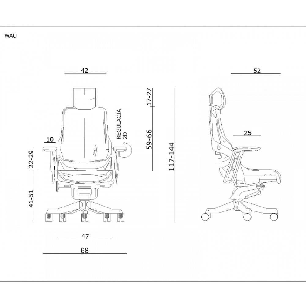 UNIQUE Fotel ergonomiczny Fotel biurowy WAU tkanina Snowy