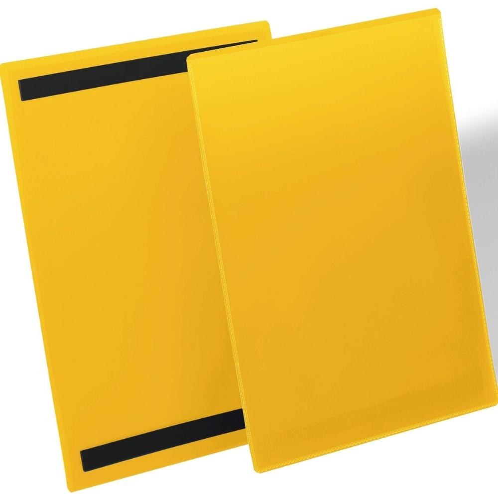 Durable Magnetyczna Kieszeń magazynowa na etykiety A4 pionowa żółta 50szt.