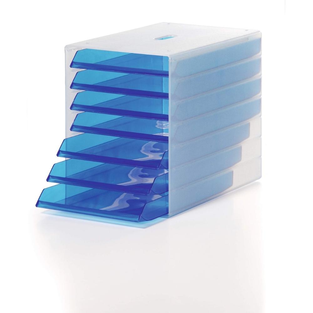 Durable Idealbox  pojemnik na dokumenty  7 szuflad przezroczysty niebieski
