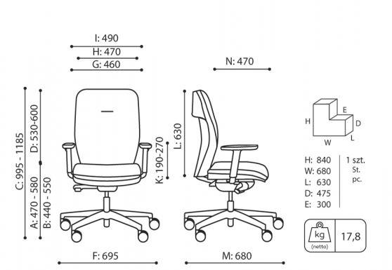 Bejot Fotel ergonomiczny Fotel biurowy Dual black