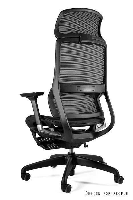 UNIQUE Fotel ergonomiczny Fotel biurowy z podnóżkiem Space czarny